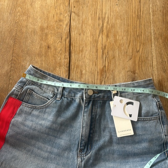 Commense Women's Large Light Blue Wide Leg Stripe Jeans - Picture 5 of 6